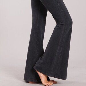Chatoyant Mineral Wash Bell Bottoms Dark Ash Grey Small